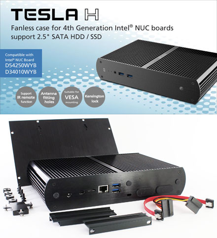 Akasa Tesla H Gehuse (fr Intel NUC D34010WYB/D54250WYB) <b>[LFTERLOS]</b>