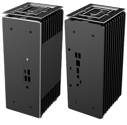 Interner M.2 SSD Kühlkörper Lüfterloses Gehäuse A-NUC76-M1B Turing ABX Vertikale oder horizontale Platzierung schwarz Design für Gigabyte 4000U Serie BRIX Mini-PC bis zu AMD Ryzen™ 7 