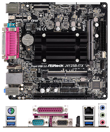 ASRock J4125B-ITX (Intel Celeron J4125 4x2.0Ghz, 1x PCIe x16) [<b>FANLESS</b>]