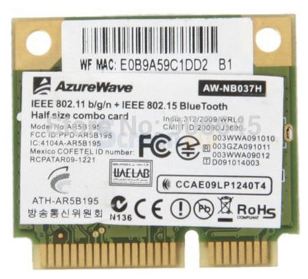 Wireless LAN / Bluetooth Mini-PCI Express [AzureWave AW-NB037H]