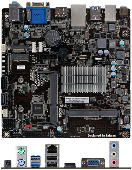 ECS APLD-I2 Mini-ITX (Intel Apollo Lake J3355, HDMI/VGA, 19VDC) [<b>FANLESS</b>]