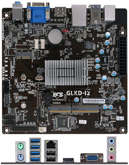 ECS GLKD-I2 Mini-ITX (Intel Gemini Lake J4005, HDMI/VGA, ATX) [<b>FANLESS</b>]