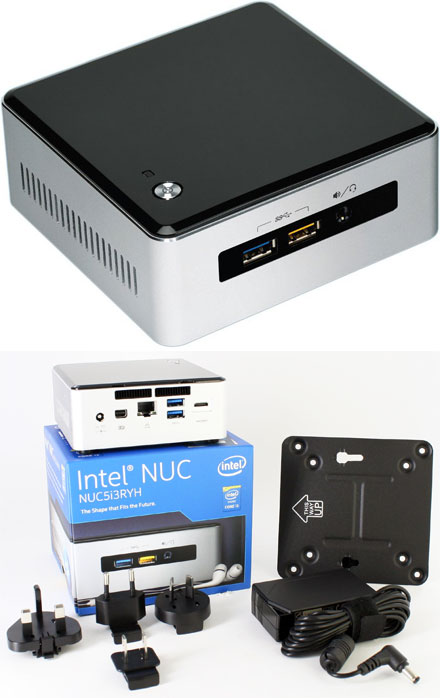 Intel NUC5i3RYH (Intel Core i3-5010U CPU 2x 2.1Ghz, 1x HDMI, 1x dP, 1x M.2, 2.5" HDD/SSD support)