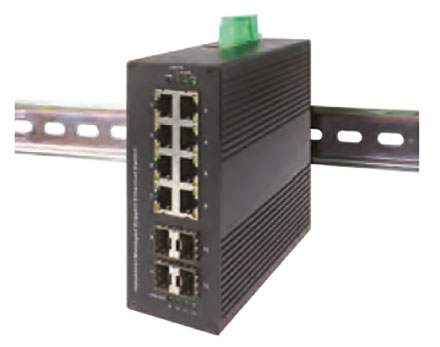 Jetway JDL108GP-4F-M (DIN Rail managed LAN Switch, 8x 1000MBit, 4x SFP, 45-60VDC, POE, Wide temperature range -40 to 75C)