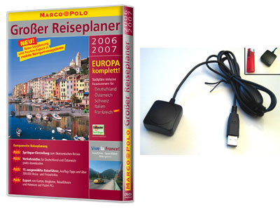 USB GPS Maus (Sony GA4 Chipsatz) inkl. MarcoPolo Reiseplaner 2006/2007