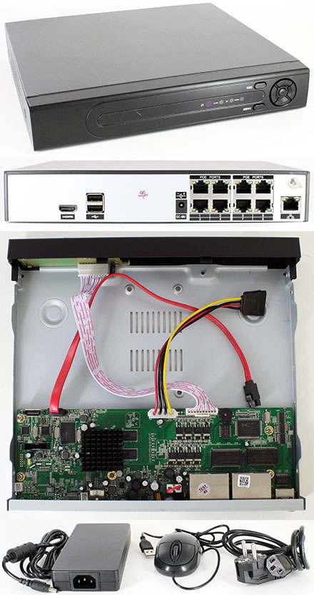 CTFNVR-1 Video recorder/switch (8ch, H.265, HDMI, 8x POE IEEE802.3af/at, 1x LAN, 120W)
