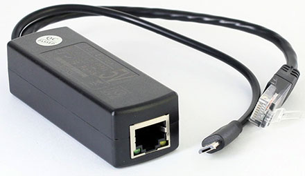 POE Injector/Splitter (POE IEEE 802.3af/at to Micro-USB 5V/2.4A + LAN) [for eg. Raspberry Pi B/B+/2/3]