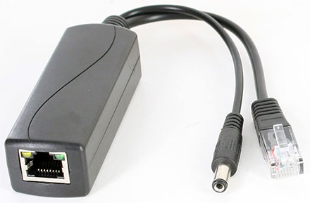 POE Injector/Splitter (POE IEEE 802.3af to 12V/1.3A + LAN) [for eg. IP-cameras without POE]
