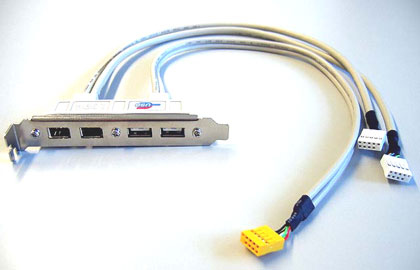 Slot plate with 2x USB 2.0 and 2x Firewire connector